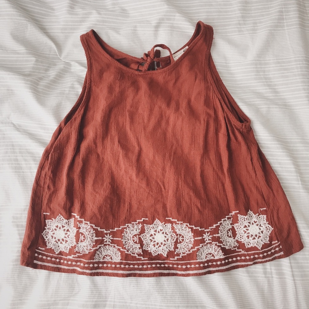 LA Hearts Embroidered Open-Back Tank Top